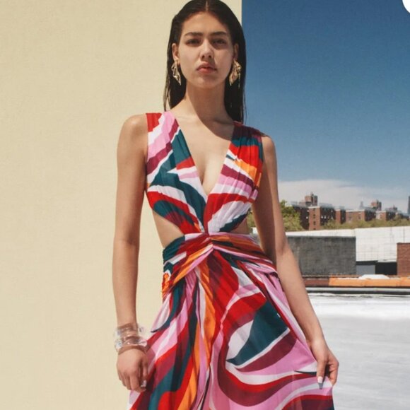 PATBO Delos Plunge Maxi Dress Size 4 MSRP $850